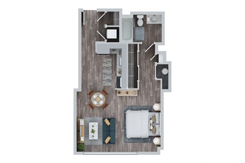 Floor plan for studio, 1 bath, 557 sqft